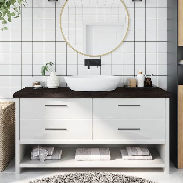 vidaXL K&uacute;peľňov&aacute; doska tmavohned&aacute; 160x50x(2-6) cm o&scaron;etren&yacute; mas&iacute;v