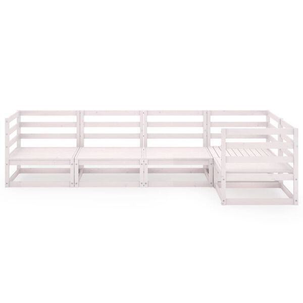 vidaXL 5-dielna z&aacute;hradn&aacute; sedacia s&uacute;prava biela mas&iacute;vne borovicov&eacute; drevo