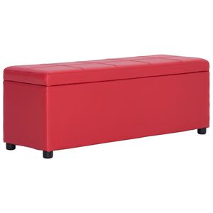vidaXL Lavica s &uacute;ložn&yacute;m priestorom 116 cm, červen&aacute;, umel&aacute; koža