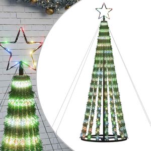 vidaXL LED vianočn&yacute; stromček 275 LED farebn&eacute; 180 cm