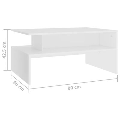 vidaXL Konferenčný stolík biely 90x60x42,5 cm drevotrieska