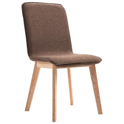vidaXL Jedálenské stoličky 4 ks, hnedé, látka a dubový masív
