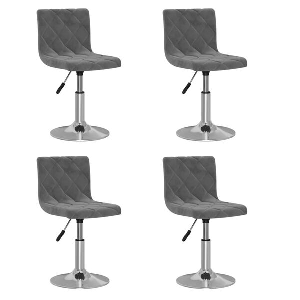 vidaXL Otočn&eacute; jed&aacute;lensk&eacute; stoličky 4 ks tmavosiv&eacute; zamatov&eacute;