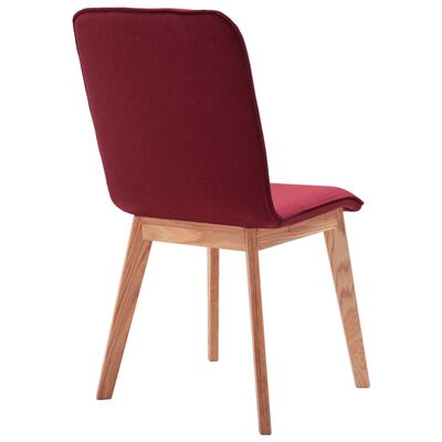vidaXL Jedálenské stoličky 6 ks, červené, látka a dubový masív