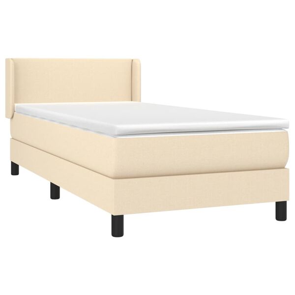 vidaXL Posteľn&yacute; r&aacute;m boxspring s matracom kr&eacute;mov&yacute; 90x190 cm l&aacute;tka