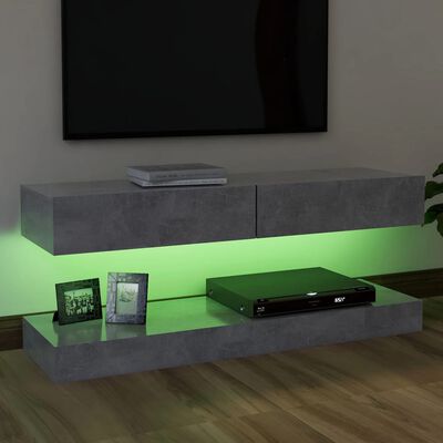 vidaXL TV skrinka s LED svetlami betónová sivá 120x35 cm