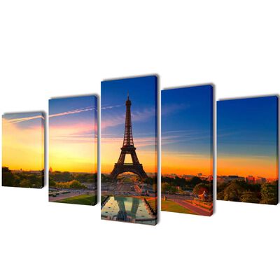 Sada obrazov na stenu, motív Eiffelova veža 100 x 50 cm