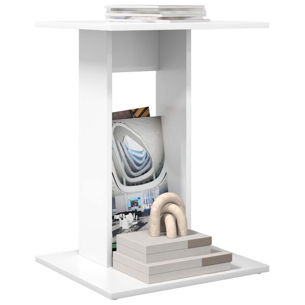 vidaXL Bočn&yacute; st&ocirc;l Biela 45 x 40 x 62,5 cm Kompozitn&eacute; drevo