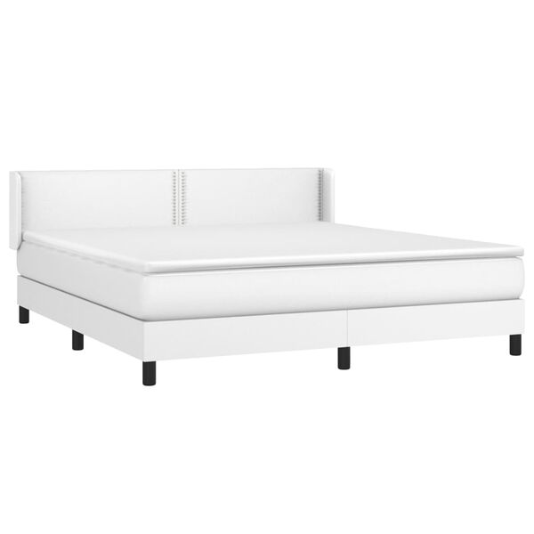 vidaXL Boxspring posteľ s matracom biela 180x200 cm umel&aacute; koža