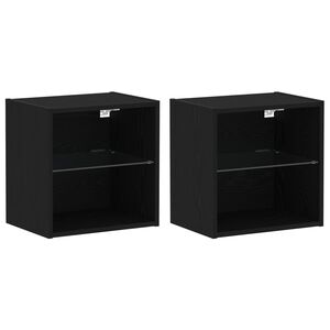 vidaXL Závesná polica 2 pcs Čierna 40 x 28,5 x 40 cm Kompozitné drevo