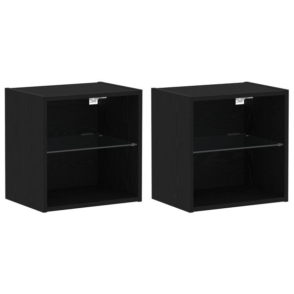 vidaXL Závesná polica 2 pcs Čierna 40 x 28,5 x 40 cm Kompozitné drevo
