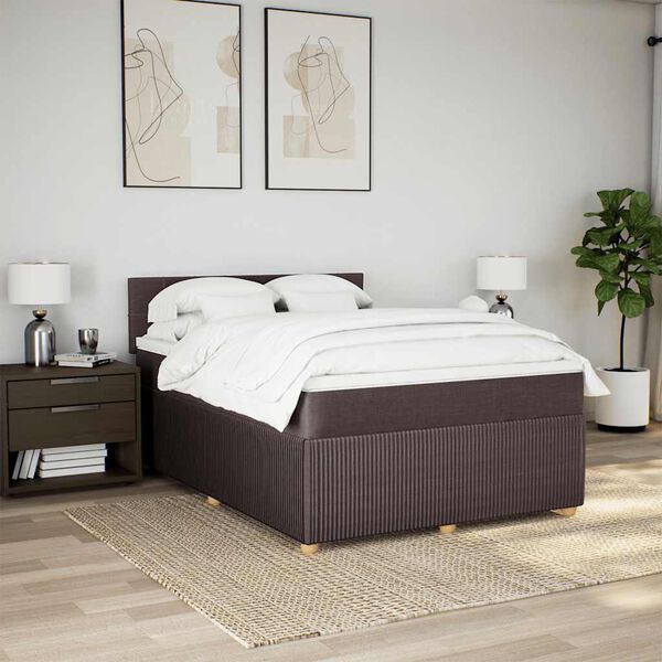vidaXL Boxspring posteľ s matracom tmavohned&aacute; 140x190 cm l&aacute;tka