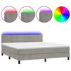 vidaXL Posteľ boxsping s matracom a LED bledosiv&aacute; 180x200 cm zamat