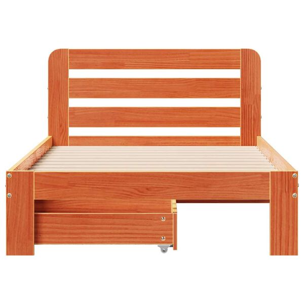 vidaXL Posteľ bez matraca voskovo hnedá 75x190 cm masívna borovica