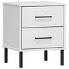 vidaXL Nočn&aacute; skrinka s kovov&yacute;mi nohami biela mas&iacute;vna borovica OSLO