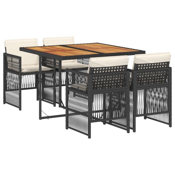 vidaXL 5-dielna z&aacute;hradn&aacute; jed&aacute;lensk&aacute; s&uacute;prava a vank&uacute;&scaron;e čierna polyratan