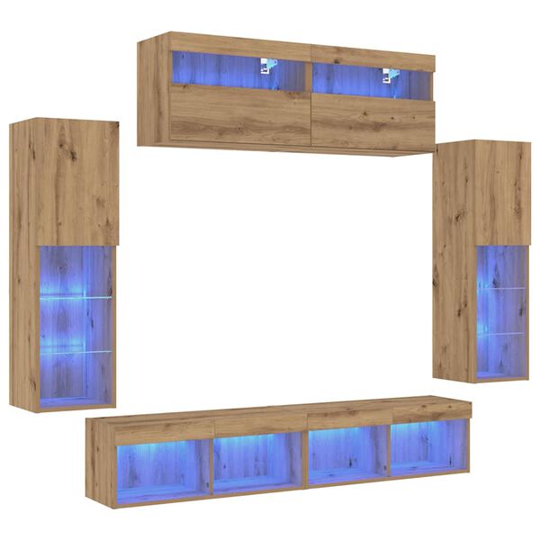 vidaXL Zostava TV skriniek Nástenný 6 pcs dub artisan Kompozitné drevo