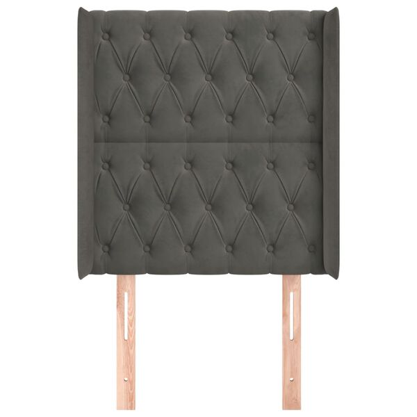 vidaXL Čelo postele so z&aacute;hybmi tmavosiv&eacute; 83x16x118/128 cm zamat