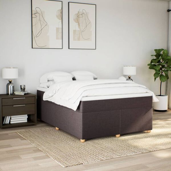 vidaXL Boxspring posteľ s matracom tmavohned&aacute; 140x200 cm l&aacute;tka