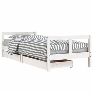 vidaXL R&aacute;m detskej postele so z&aacute;suvkami biely 80x200 cm mas. borovica