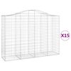 vidaXL Obl&uacute;kov&eacute; gabionov&eacute; ko&scaron;e 15 ks 200x50x140/160 cm pozink. železo