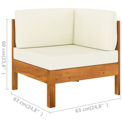 vidaXL 5-dielna záhradná sedacia súprava s krémovobielymi podložkami akáciové drevo