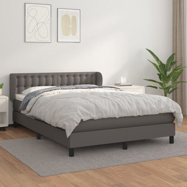 vidaXL Boxspring posteľ s matracom siv&aacute; 140x200 cm umel&aacute; koža