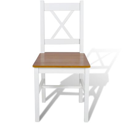 vidaXL Jedálenské stoličky 2 ks, biele, borovicové drevo