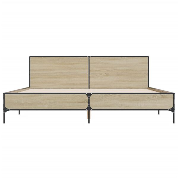 vidaXL Posteľn&yacute; r&aacute;m dub sonoma 180x200 cm kompozitn&eacute; drevo a kov