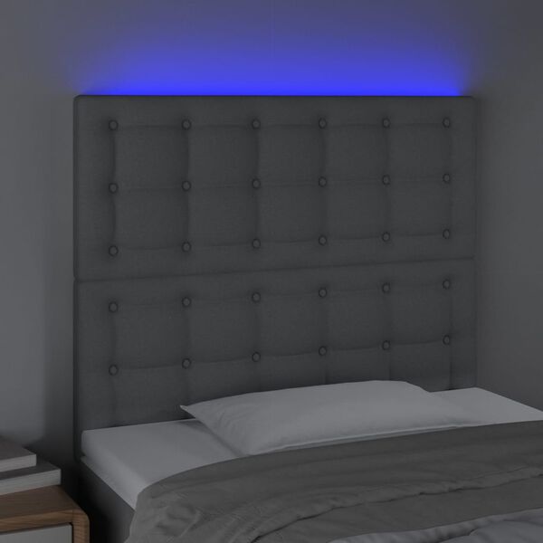 vidaXL Čelo postele s LED bledosiv&eacute; 80x5x118/128 cm l&aacute;tka