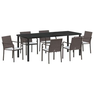 vidaXL Z&aacute;hradn&yacute; jed&aacute;lensk&yacute; set 7 pcs Hned&aacute; a čierna PE ratan