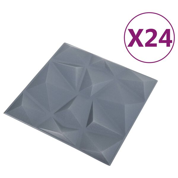 vidaXL N&aacute;stenn&eacute; panely 24 pcs Diamond &Scaron;ed&yacute; 50 x 50 cm XPS Pena
