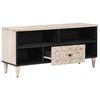 vidaXL TV skrinka Biela 100 x 33,5 x 46 cm Mas&iacute;vne mango drevo