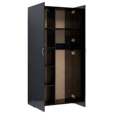 vidaXL Úložná skrinka, lesklá čierna 80x35,5x180 cm, kompozitné drevo
