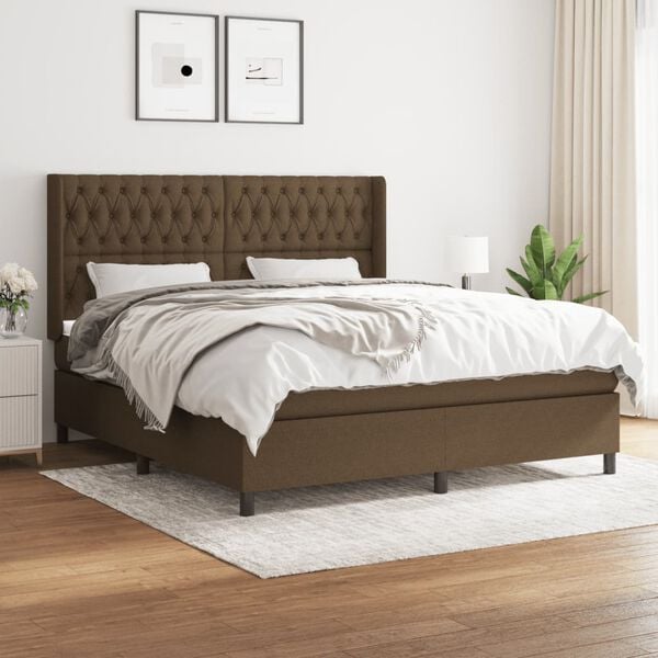 vidaXL Boxspring posteľ s matracom tmavohned&aacute; 180x200 cm l&aacute;tka