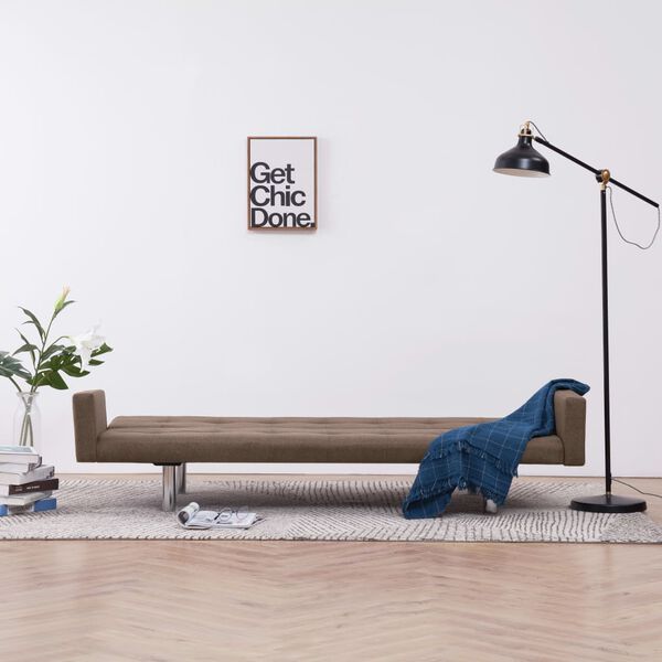 vidaXL Rozkladacia pohovka s opierkami, hned&aacute;, polyester