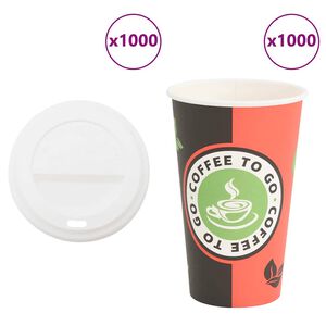 vidaXL papierov&eacute; &scaron;&aacute;lky na k&aacute;vu s viečkom 1000 ks 16oz 400ml