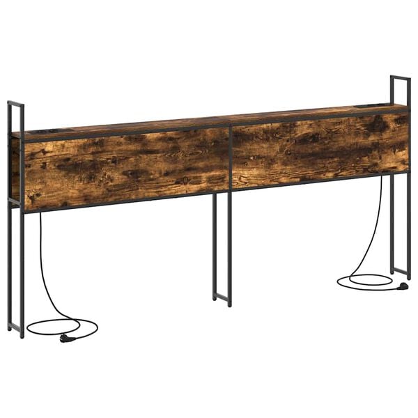 vidaXL &Uacute;ložn&aacute; čelľadka s nab&iacute;jacou stanicou Tmav&yacute; dub 203 x 15 x 98 cm