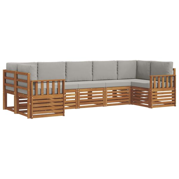 vidaXL S&uacute;pravy pohoviek s vank&uacute;&scaron;om 7 pcs Pr&iacute;rodn&aacute; a svetlosiv&aacute;