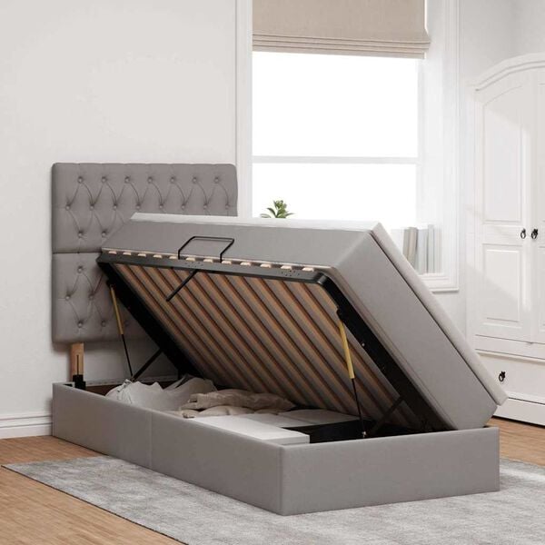 vidaXL Postel s &uacute;ložn&yacute;m prostorem a matrac&iacute; Sivohned&aacute; 100 x 200 cm