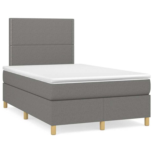 vidaXL Boxspring posteľ s matracom a LED, tmavosiv&aacute; 120x190 cm, l&aacute;tka
