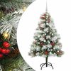 vidaXL Umel&yacute; vianočn&yacute; stromček Zelen&aacute; a biela 150 cm PVC, kov a plast