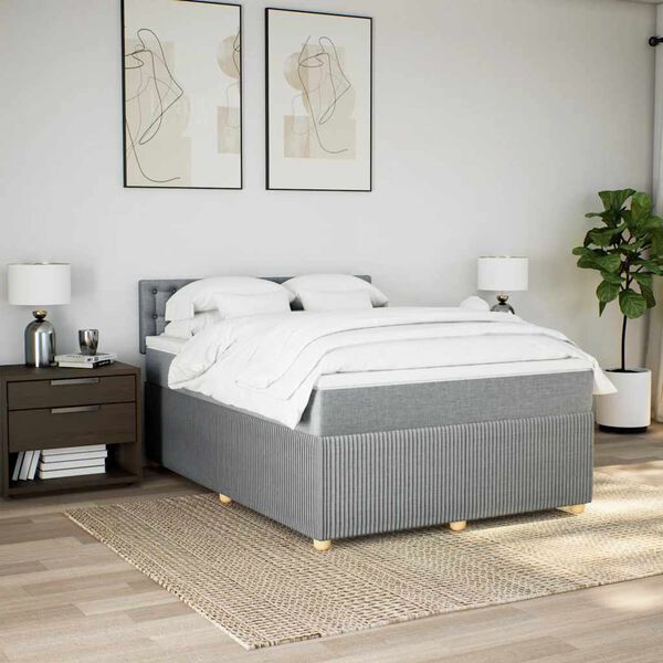vidaXL Boxspring posteľ s matracom bledosiv&aacute; 140x200 cm l&aacute;tka