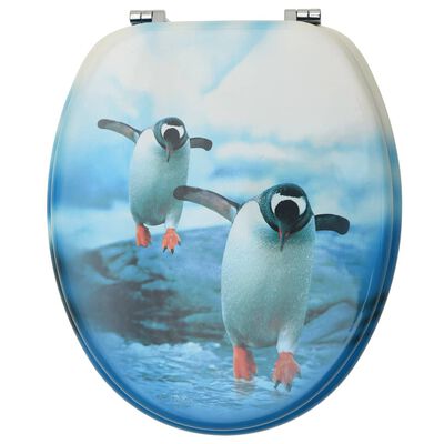 vidaXL WC sedadlá s poklopom 2 ks MDF dizajn s tučniakmi