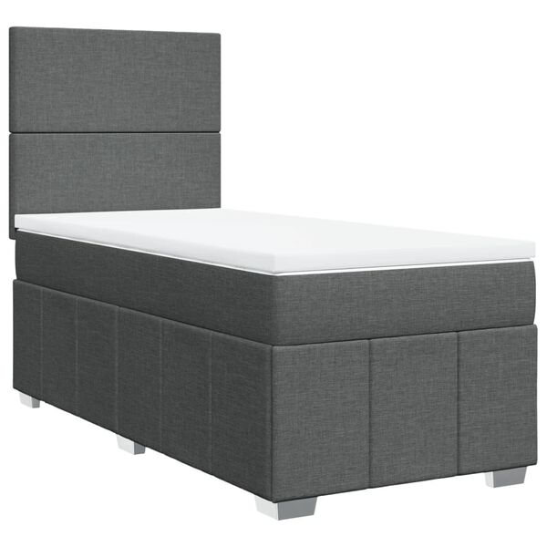 vidaXL Boxspring posteľ s matracom tmavosiv&aacute; 100x200 cm l&aacute;tka