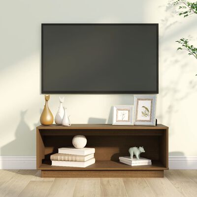 vidaXL TV skrinka medovo-hnedá 90x35x35 cm masívna borovica