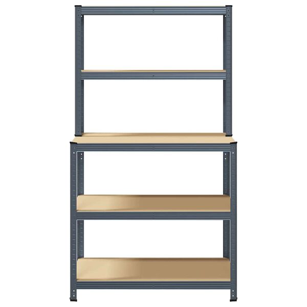 vidaXL 5-poschodov&yacute; pracovn&yacute; st&ocirc;l s policami oceľ a spracovan&eacute; drevo