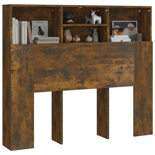 vidaXL Čelo postele so skrinkou dymový dub 120x19x103,5 cm