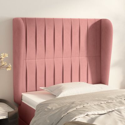 vidaXL Čelo postele so záhybmi ružový 103x23x118/128 cm zamat