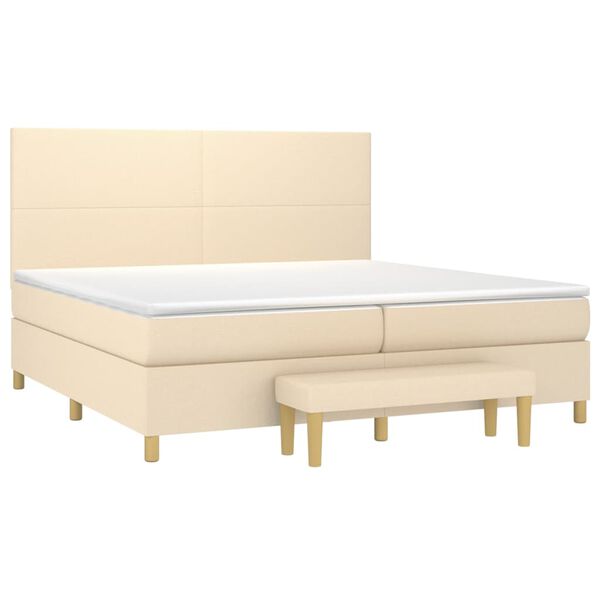 vidaXL Boxspring posteľ s matracom kr&eacute;mov&aacute; 200x200 cm l&aacute;tka